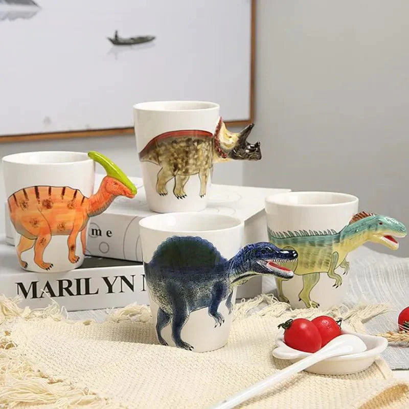 DinoSip – Hand-painted Ceramic Dinosaur Mug for Coffee and Tea