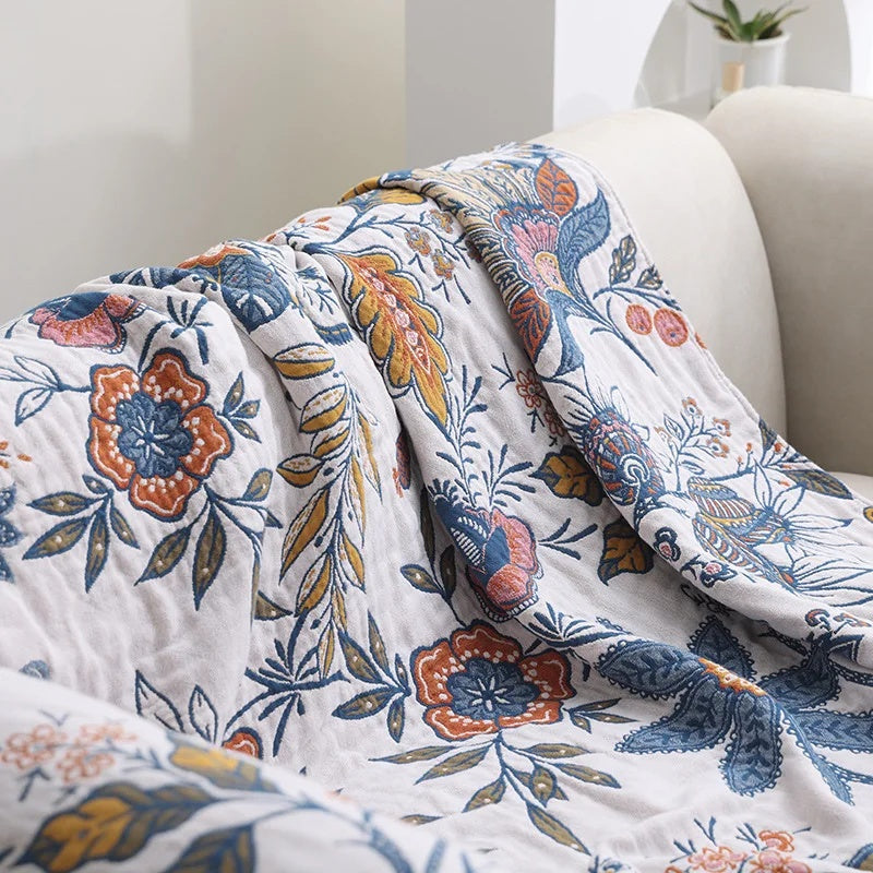 FloraLoom Luxe Cotton Living Throw – Stylish Jacquard Blanket for a Warm & Elegant Interior