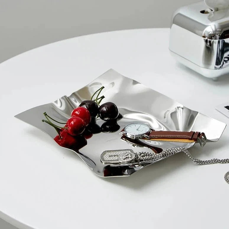 CurveSteel – Modern Stainless Steel Storage Tray with Playful Design