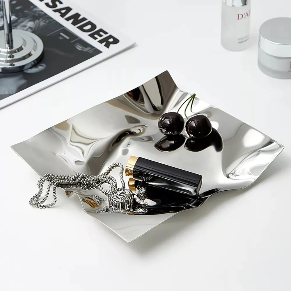 CurveSteel – Modern Stainless Steel Storage Tray with Playful Design
