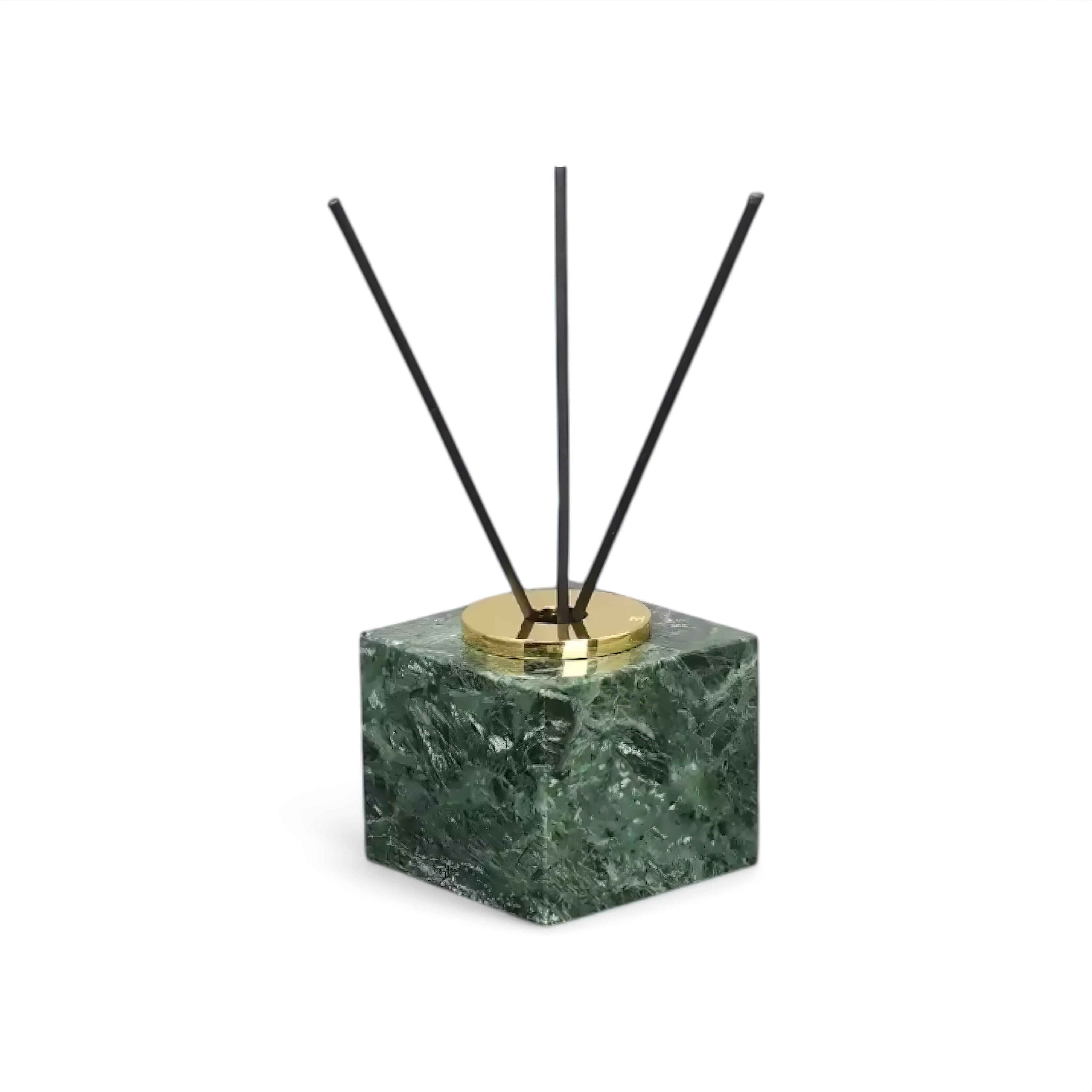 Ensemble de salle de bain vert marbre – distributeur de savon doré, gobelet à brosses à dents et plateau – aspect pierre naturelle