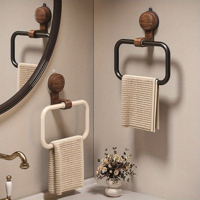 WaldenLuxe Elegant Towel Holder – Stylish Design with Walnut Accents