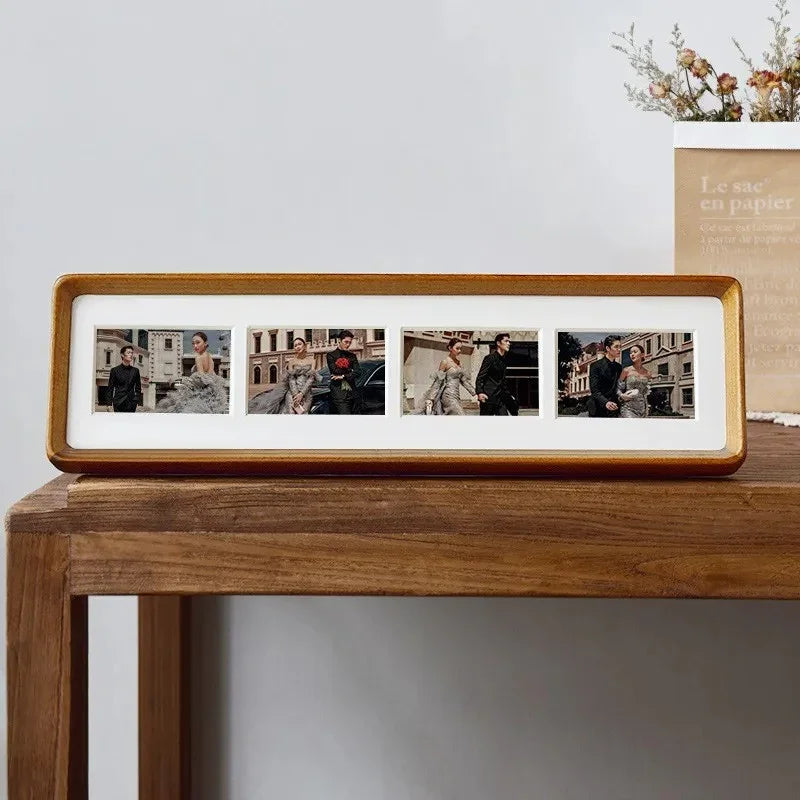 Cadre Photo en Bois pour Plusieurs Photos avec Passe-Partout pour Mur et Étagère