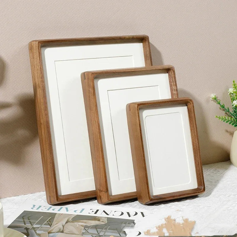 Cadre Photo en Bois avec Coins Arrondis et Plaque Avant en Acrylique pour Présentation sur Table