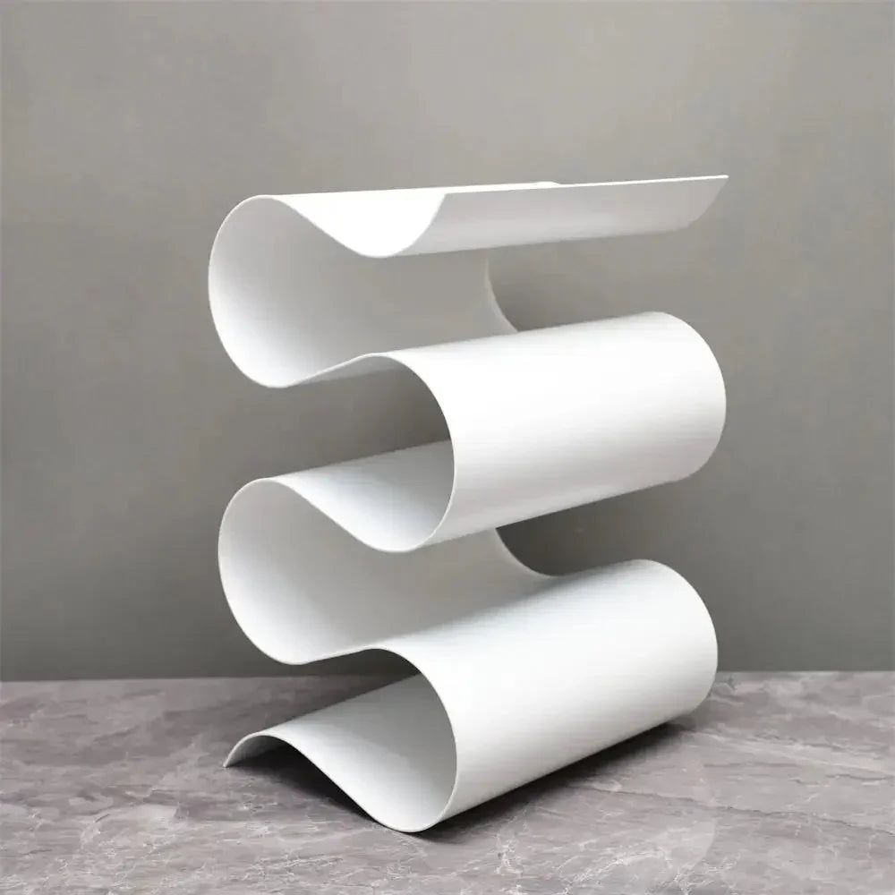 Porte-Bouteilles de Vin Métallique Sculptural en Forme Ondulée pour Plan de Travail et Table à Manger