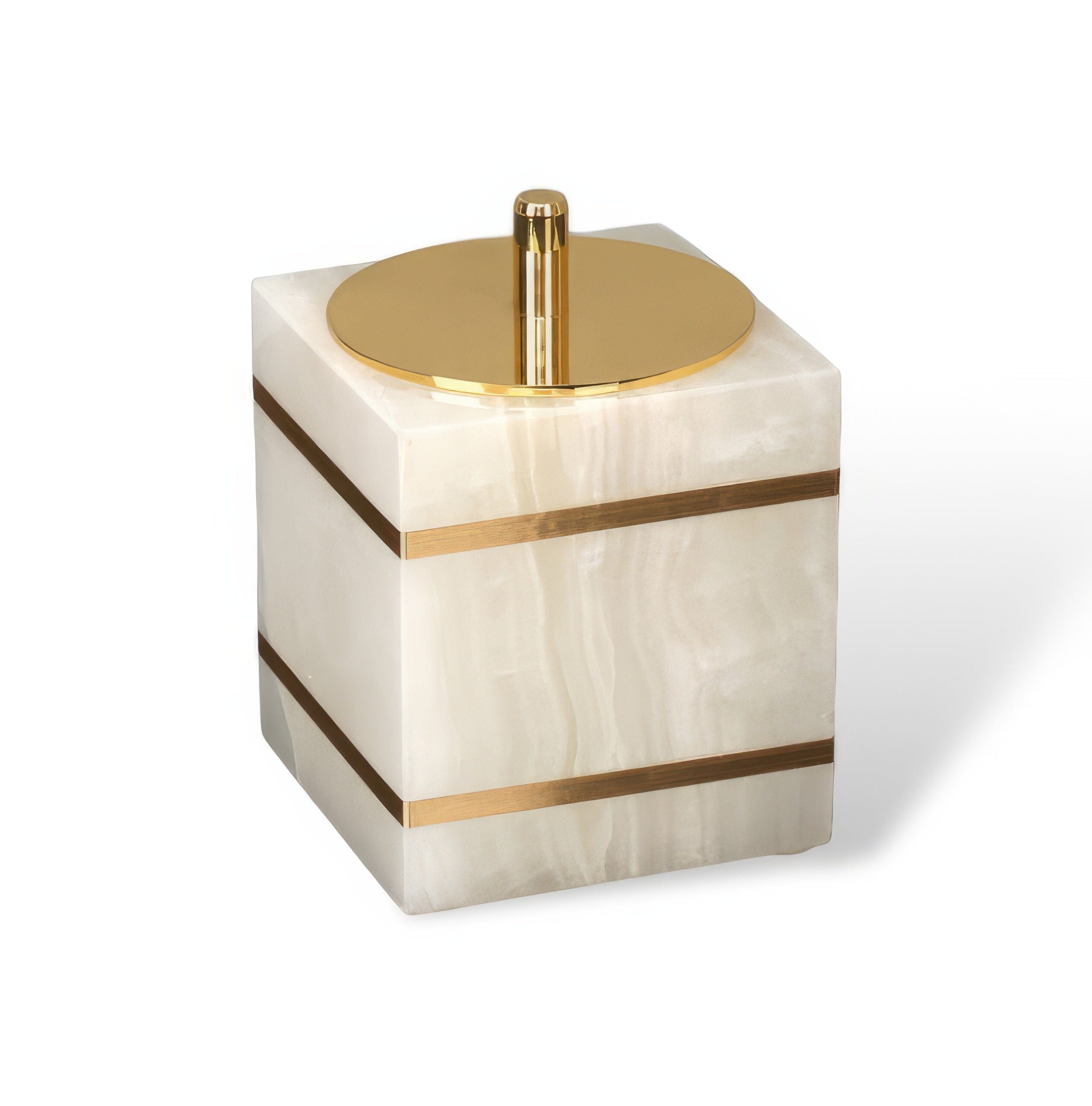 Ensemble de salle de bain aspect marbre en résine avec accents dorés, distributeur de savon, coupelle et gobelet