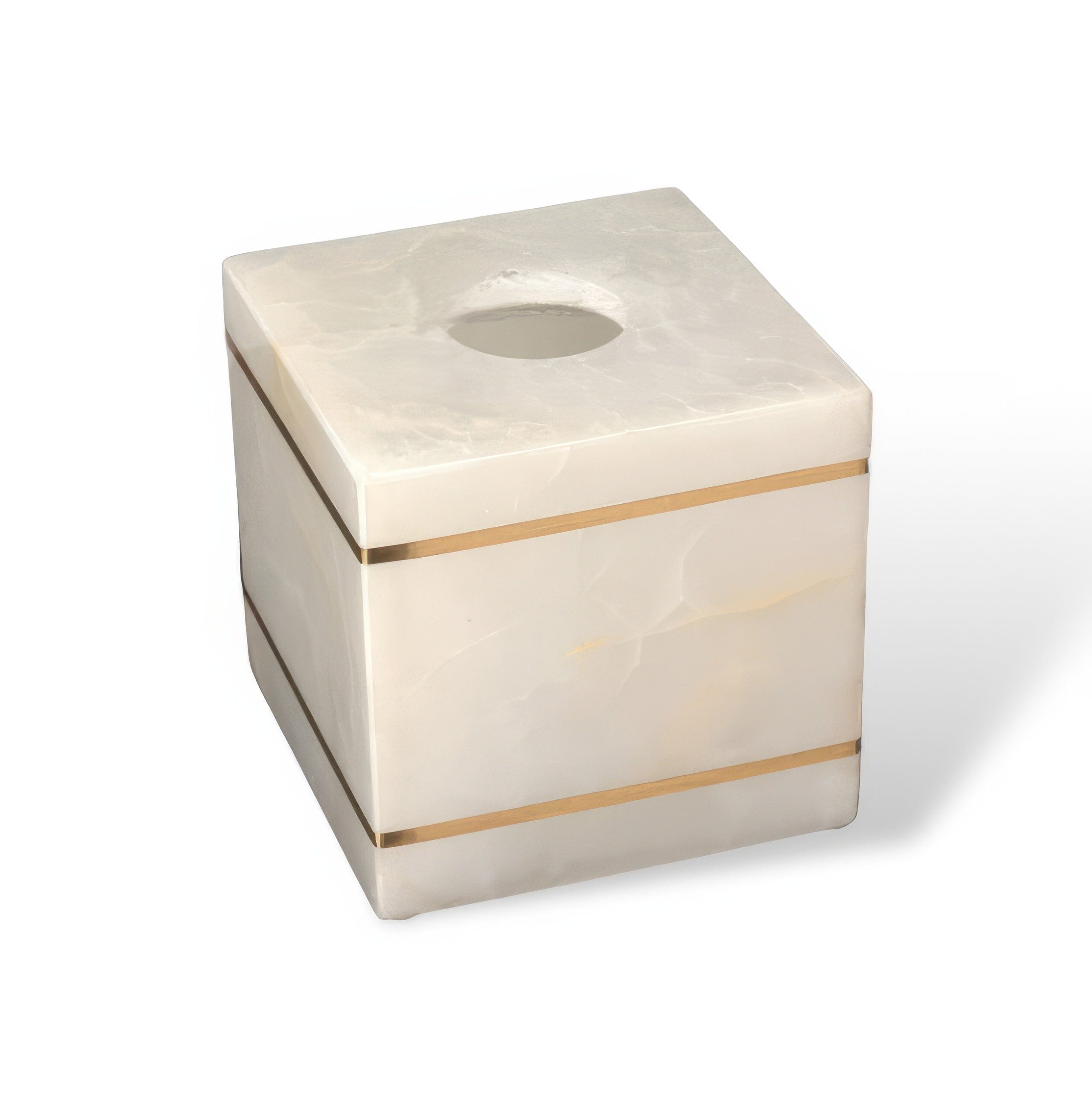 Ensemble de salle de bain aspect marbre en résine avec accents dorés, distributeur de savon, coupelle et gobelet