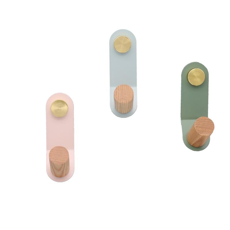 ScandiHook – Minimalist Pastel Wall Hook with Oak Wood & Brass Accent