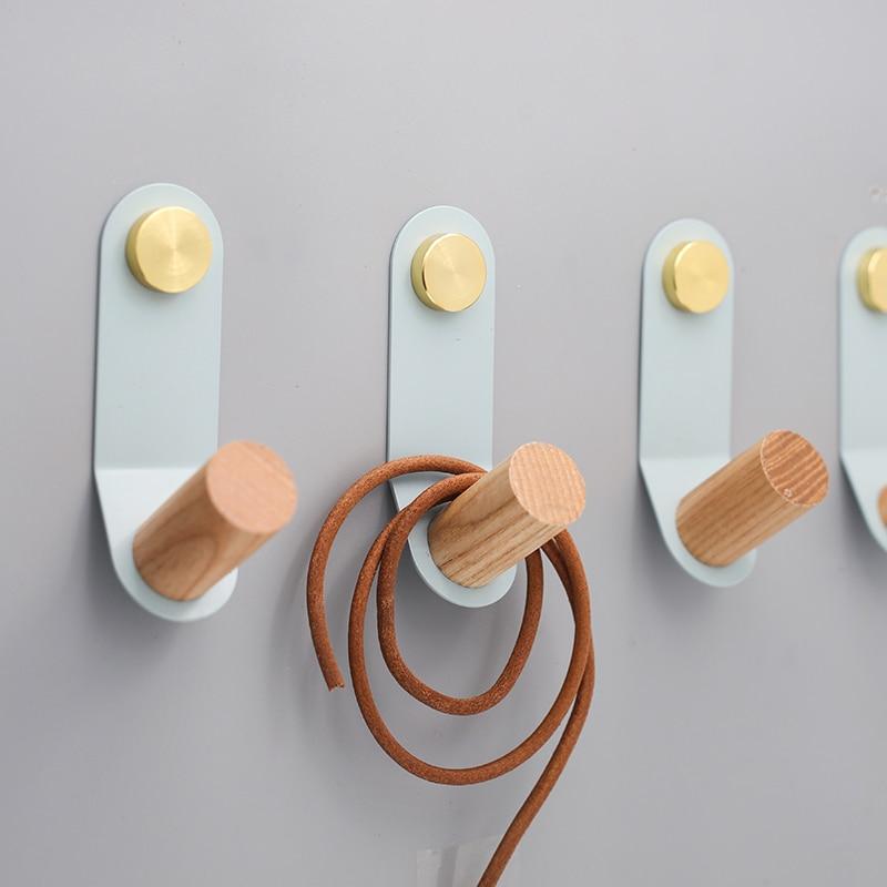 ScandiHook – Minimalist Pastel Wall Hook with Oak Wood & Brass Accent