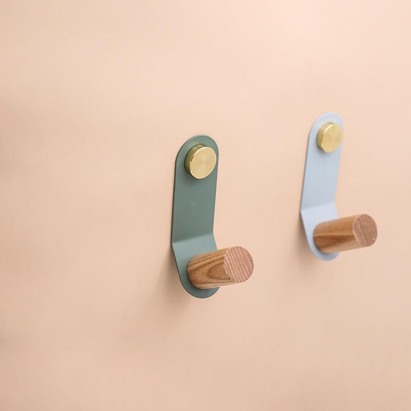 ScandiHook – Minimalist Pastel Wall Hook with Oak Wood & Brass Accent