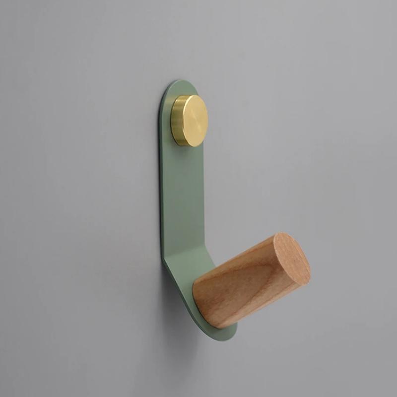 ScandiHook – Minimalist Pastel Wall Hook with Oak Wood & Brass Accent