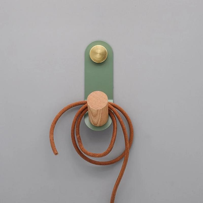 ScandiHook – Minimalist Pastel Wall Hook with Oak Wood & Brass Accent