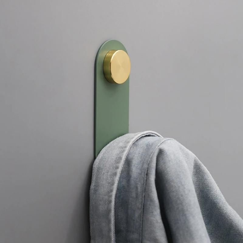 ScandiHook – Minimalist Pastel Wall Hook with Oak Wood & Brass Accent