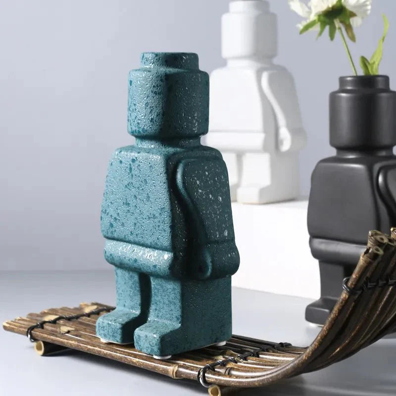 NordicCharm – Modern Ceramic Robot Vase for a Playful Accent