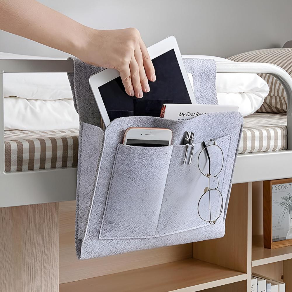 FeltEase Luxe Bed Organizer – Stylish Nightstand Alternative for a Tidy Bedroom