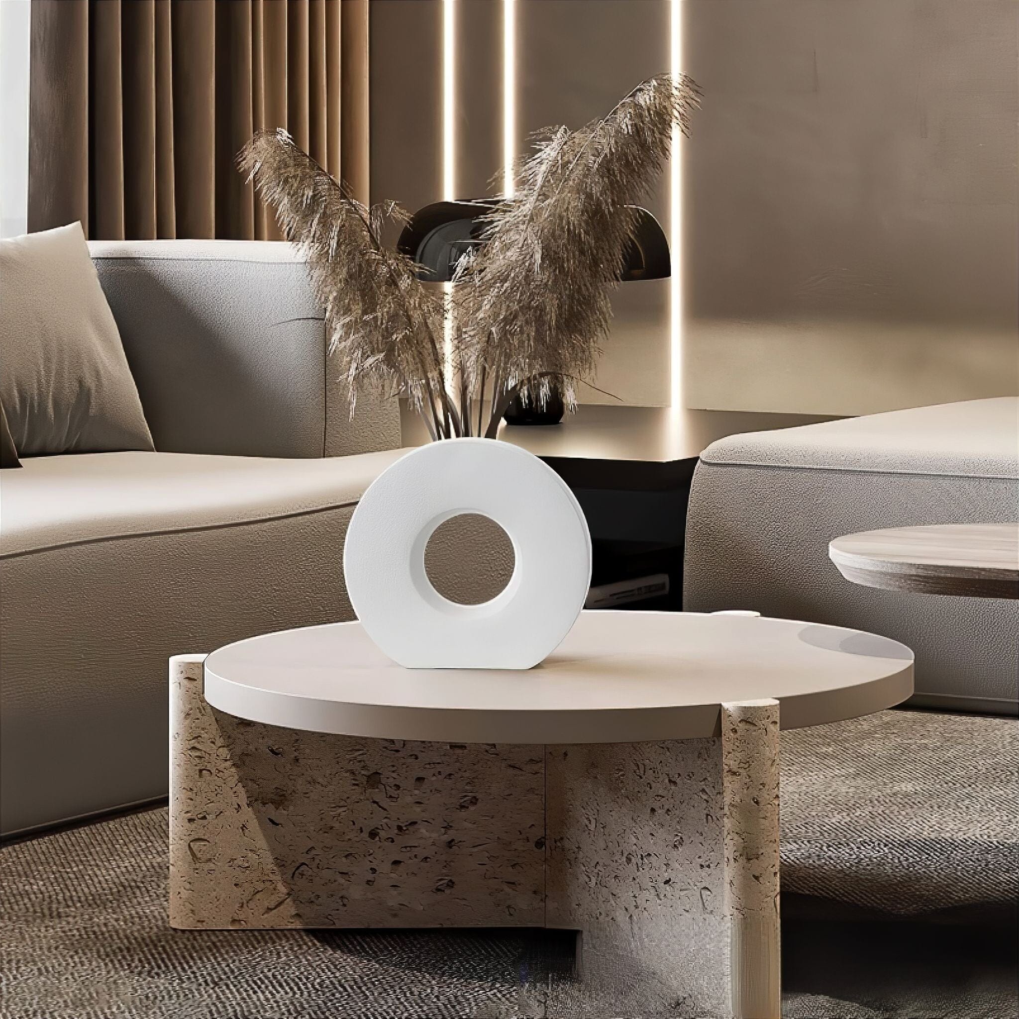 Vase anneau rond en céramique en forme de donut pour décoration intérieure moderne