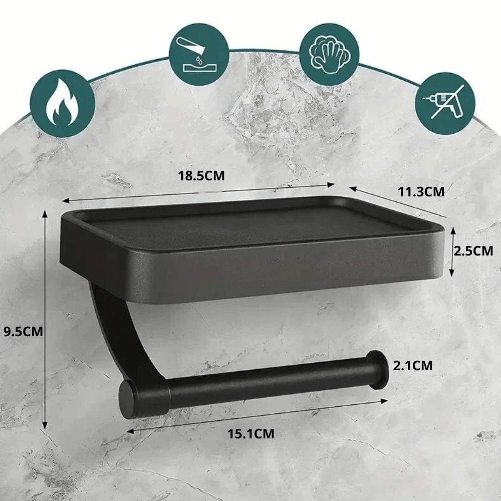 AuroLine Luxe Wall Toilet Roll Holder – Stylish Design with Practical Storage Shelf