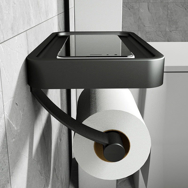 AuroLine Luxe Wall Toilet Roll Holder – Stylish Design with Practical Storage Shelf