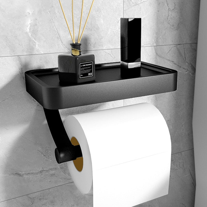 AuroLine Luxe Wall Toilet Roll Holder – Stylish Design with Practical Storage Shelf