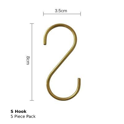 EnzaRail – Elegant Wall Bracket with Gold Finish and S-Hooks
