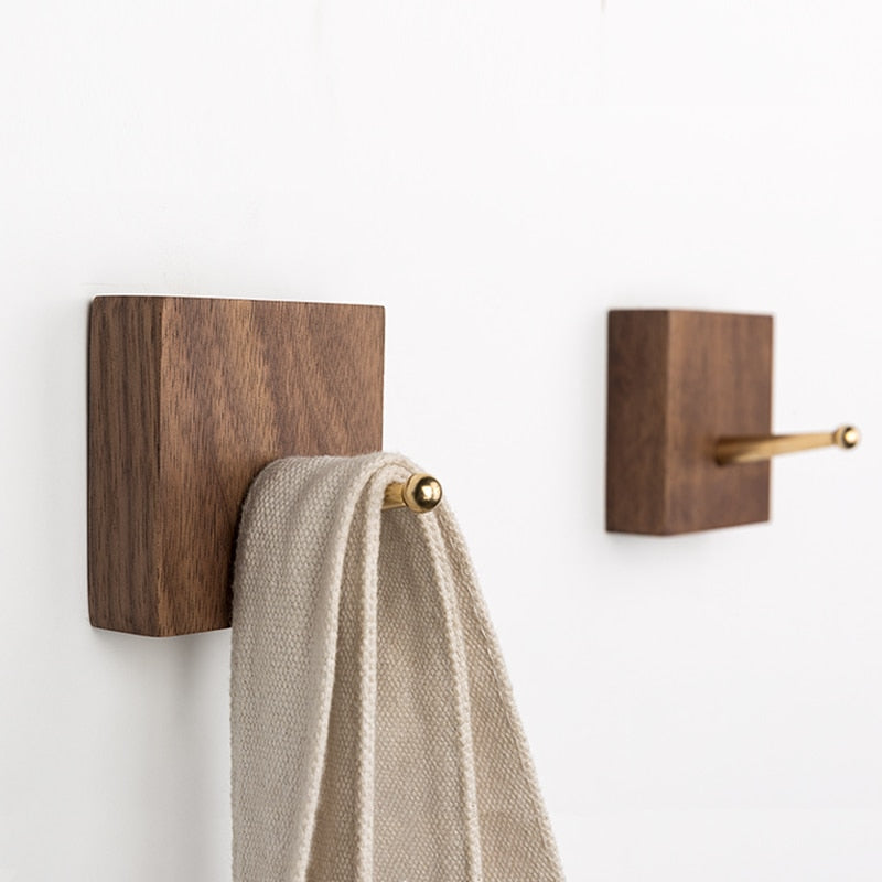 RusticaHook – Handmade Wooden Wall Hook with Brass Bracket