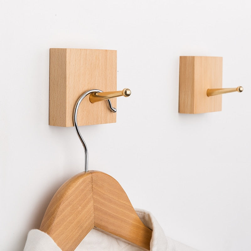 RusticaHook – Handmade Wooden Wall Hook with Brass Bracket