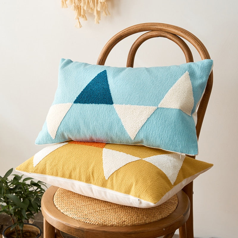Sunset Modern Geometric Lumbar Pillow Cover