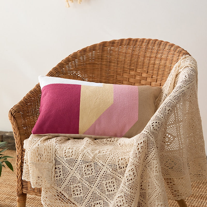 Sunset Modern Geometric Lumbar Pillow Cover