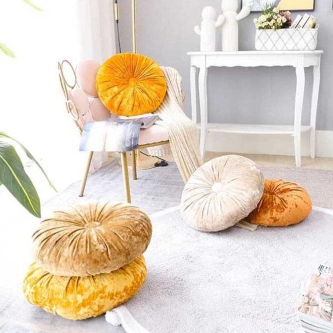 VelvetDream – Luxe Crushed Velvet Kussen in Rond Design met Zachte Vulling
