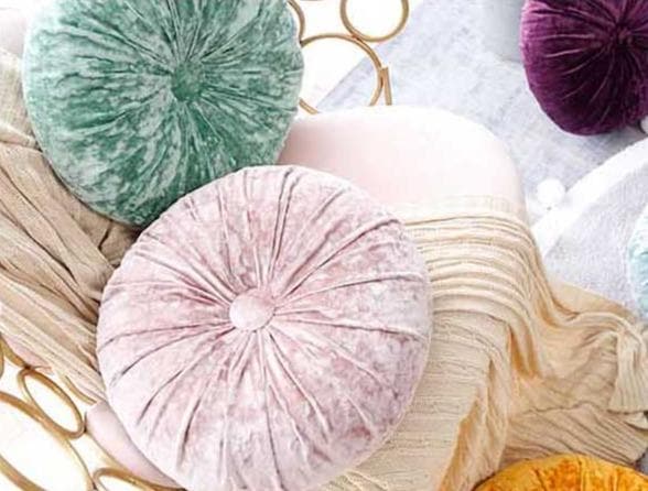 VelvetDream – Luxe Crushed Velvet Kussen in Rond Design met Zachte Vulling