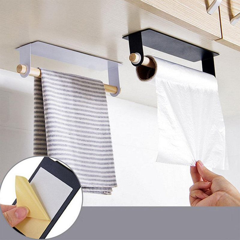 GripWood – Self-Adhesive Towel Holder with Wooden Rod for Stylish Storage