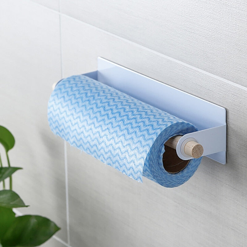 GripWood – Self-Adhesive Towel Holder with Wooden Rod for Stylish Storage