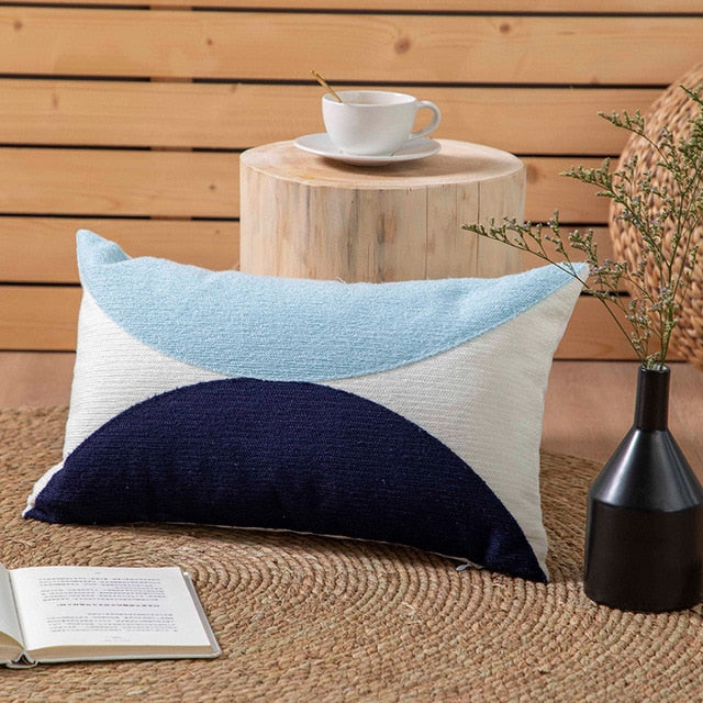 SunnyVibe – Geometrische Flocked Kussenhoezen met Stralende Kleuren en Jacquard Weefpatroon