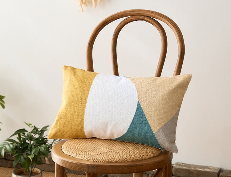 Sunset Modern Geometric Lumbar Pillow Cover