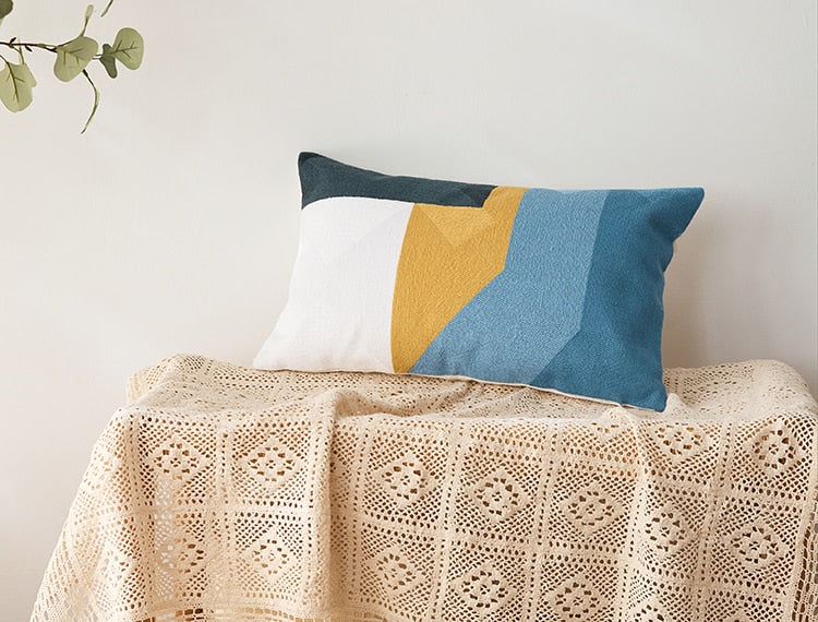 Sunset Modern Geometric Lumbar Pillow Cover