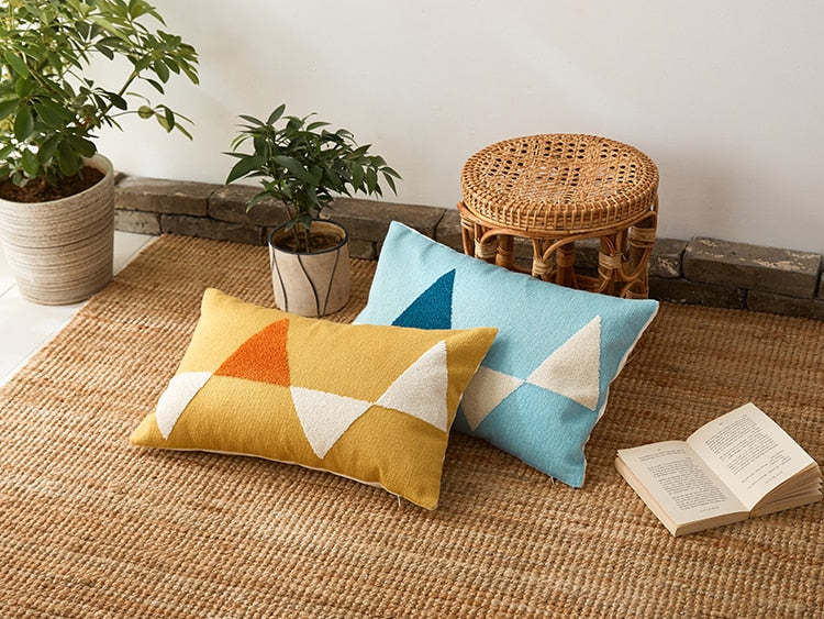 Sunset Modern Geometric Lumbar Pillow Cover