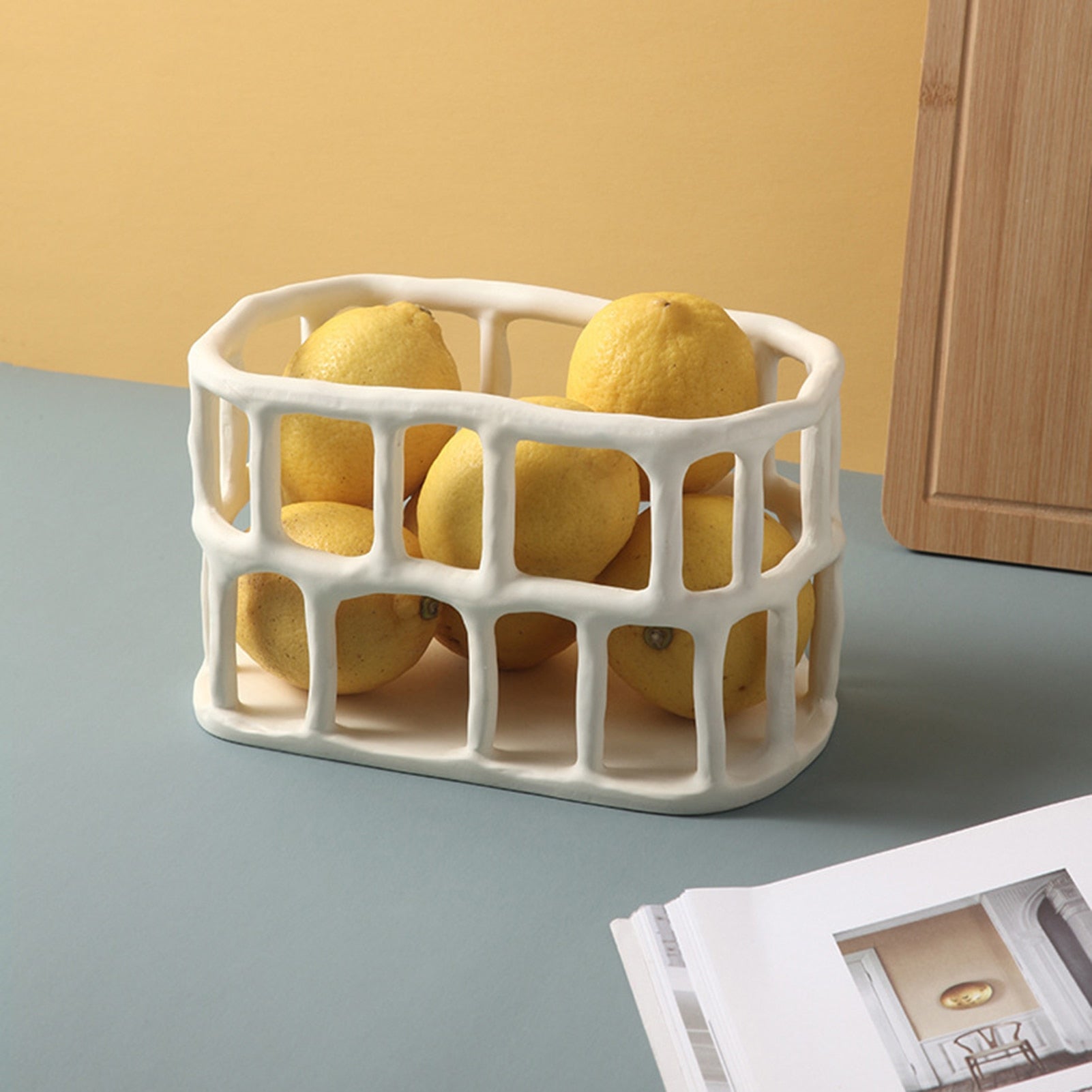 TerraWeave – Handgemaakte Hars Fruitmand met Natuurlijke Uitstraling