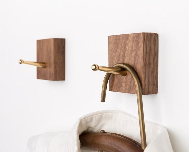 RusticaHook – Handmade Wooden Wall Hook with Brass Bracket