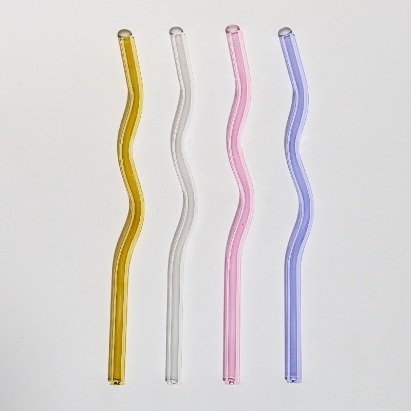 TwistSip – Speelse Gekleurde Glazen Rietjes met Elegant Gedraaid Design