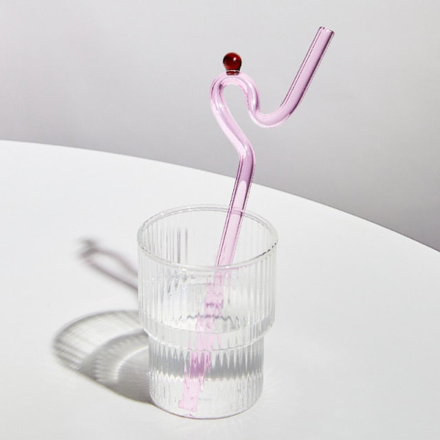 TwistSip – Speelse Gekleurde Glazen Rietjes met Elegant Gedraaid Design