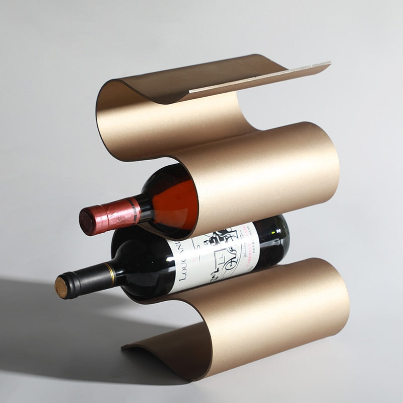 VinoFlow – Stylish Metal Wine Rack with Elegant Wavy Design for 4 Bottles