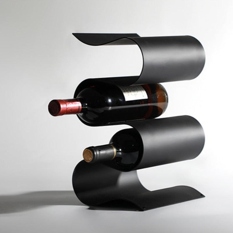 VinoFlow – Stylish Metal Wine Rack with Elegant Wavy Design for 4 Bottles