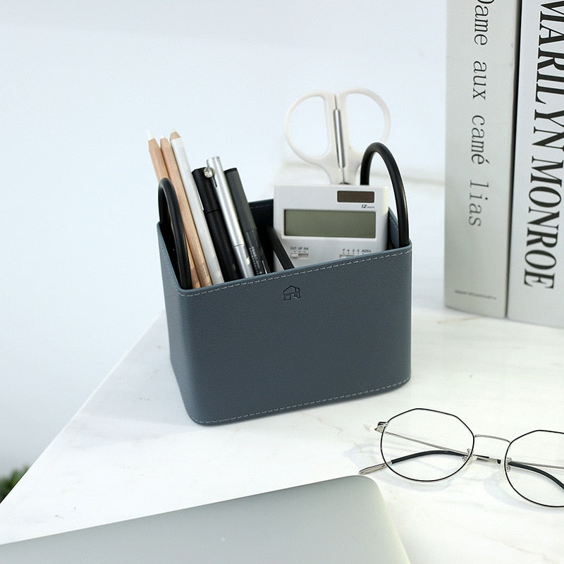 NordicLuxe – Stijlvolle Lederen Opbergmand met Minimalistisch Design