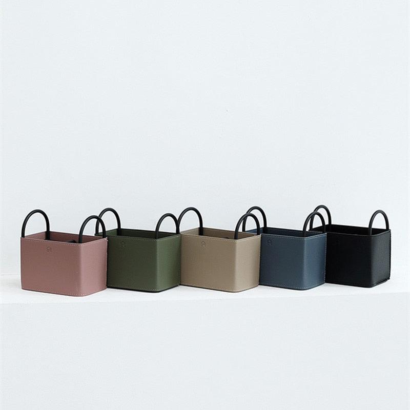 NordicLuxe – Stijlvolle Lederen Opbergmand met Minimalistisch Design
