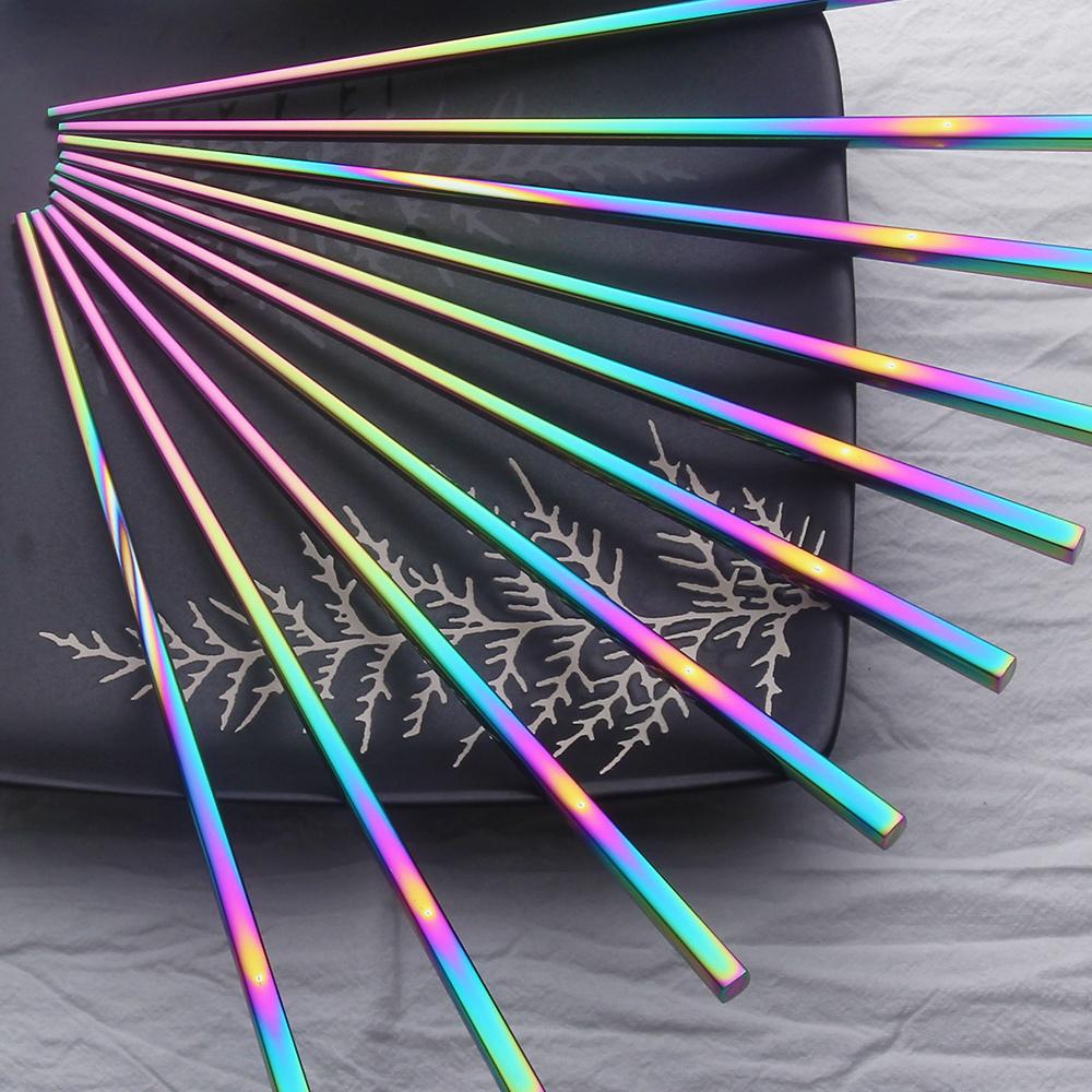 LumiStix – Luxe Iridescent Stainless Steel Chopsticks with Elegant Design (Set of 6 Pairs)