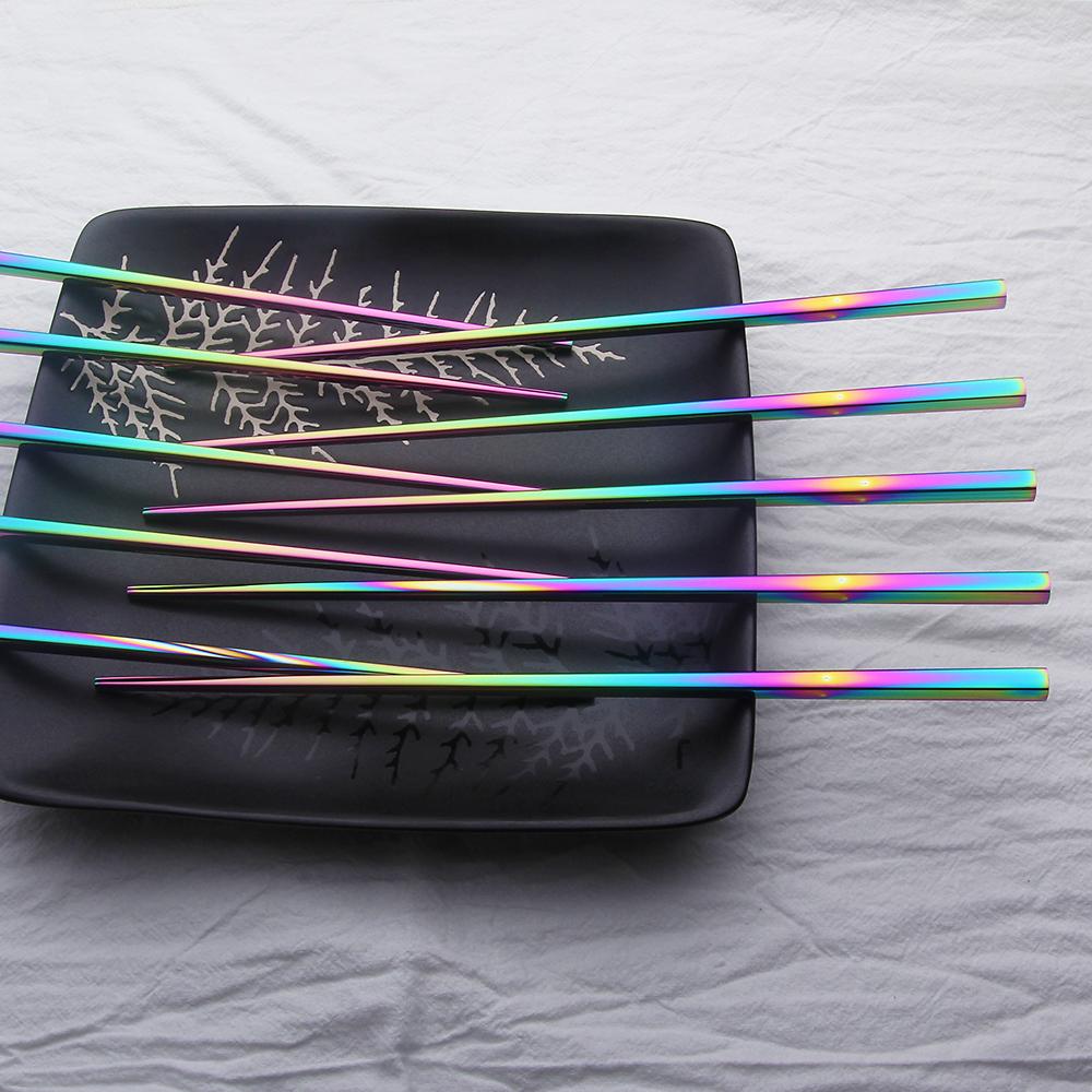 LumiStix – Luxe Iridescent Stainless Steel Chopsticks with Elegant Design (Set of 6 Pairs)