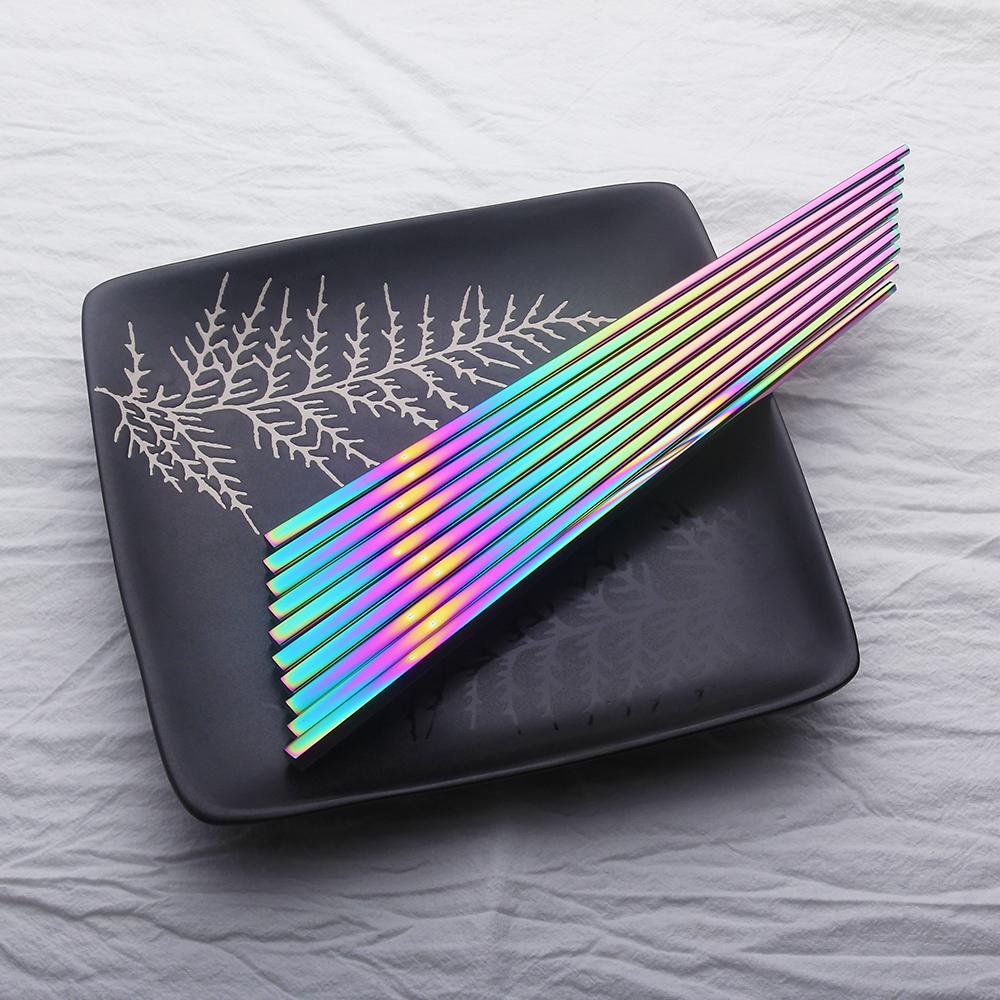 LumiStix – Luxe Iridescent Stainless Steel Chopsticks with Elegant Design (Set of 6 Pairs)