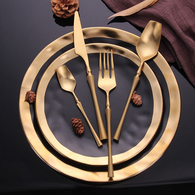 Aurora Gold – Luxe Cutlery Set of Stainless Steel with Elegant Finish