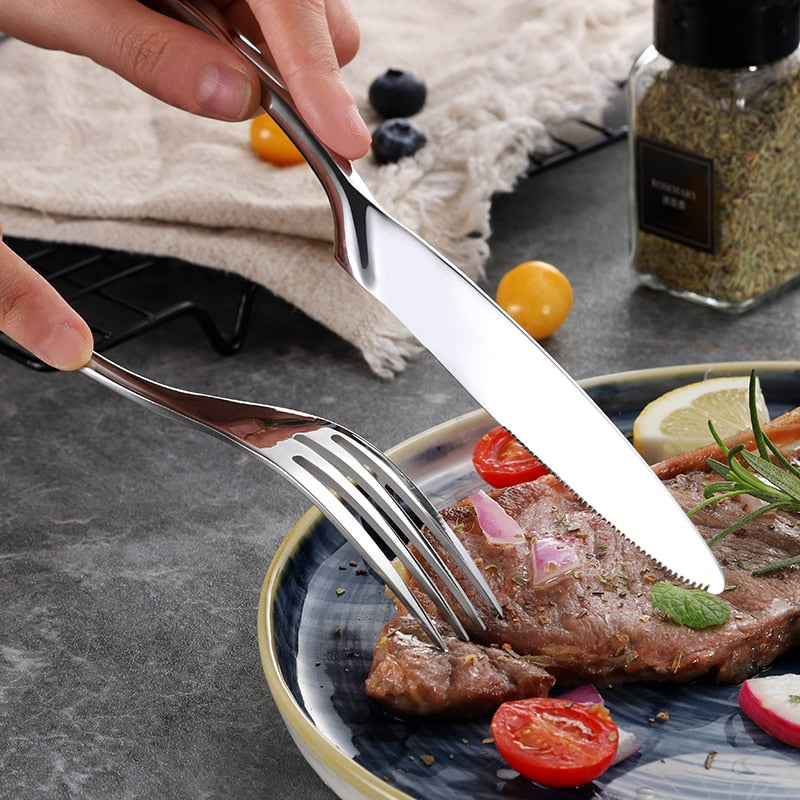 Jet Elegance – Luxury Silver Stainless Steel Cutlery Set (24/42/48/84-piece)