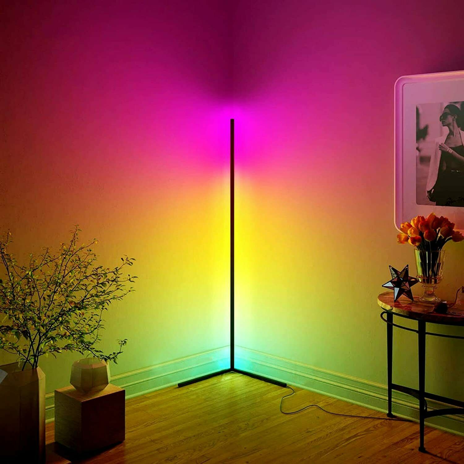 NeoGlow – Futuristische RGB LED Staande Lamp met 16 Miljoen Kleuren, App- en Afstandsbediening